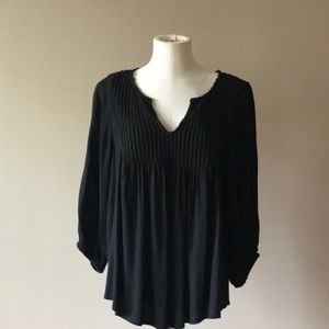 Ella Moss black blouse small loose fit v neck